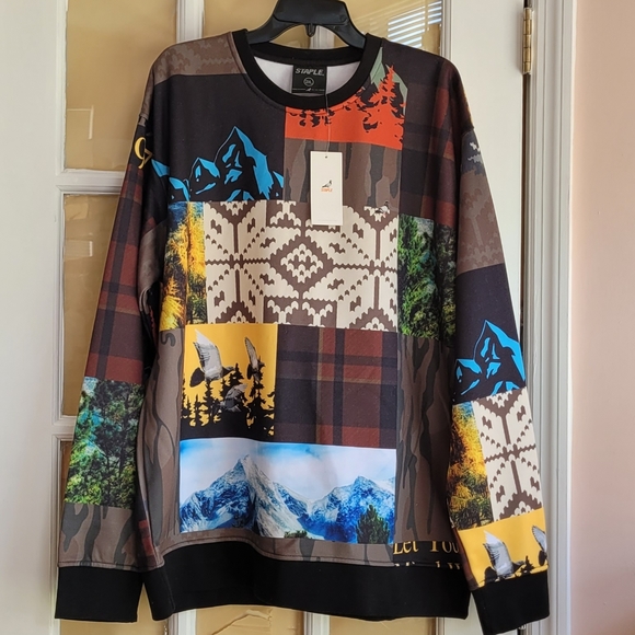 Staple Classon Printed Crewneck Sweatshirt Men's Size 2XL - Picture 1 of 9